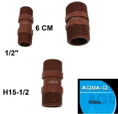 NIPLE - 1/2" -ROSC-ROSC-PVC-100 PC-AQUA-Q