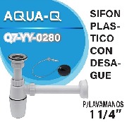 SIFON PLASTICO CON DESAGUE P/LAVAMAN 1 1/4"-AQUA-Q