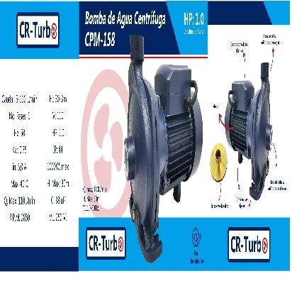  Bomba IMPULSOR DE AGUA DE 1 HP-CENTRIFUGA- CR TURBO