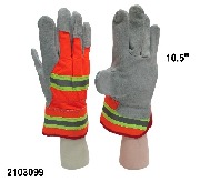 GUANTES TRABAJO- CARNAZA CON REFLECTIVO-10.50"-Q7